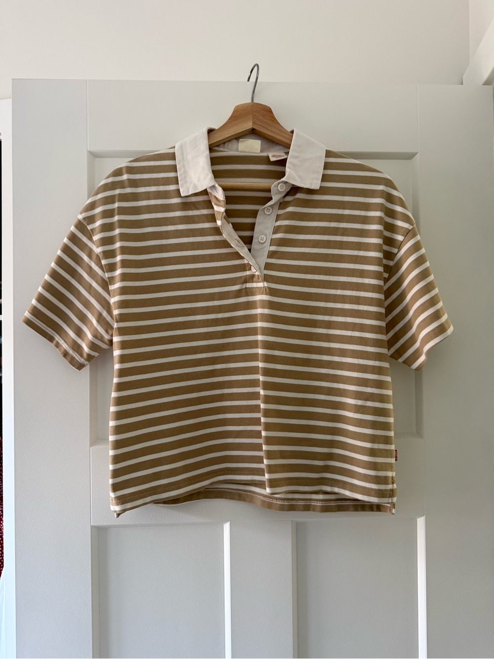 Levi's Beige and White Striped Polo Top for Kids